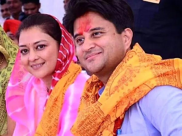 Jyotiraditya Scindia with wife Priyadarshini