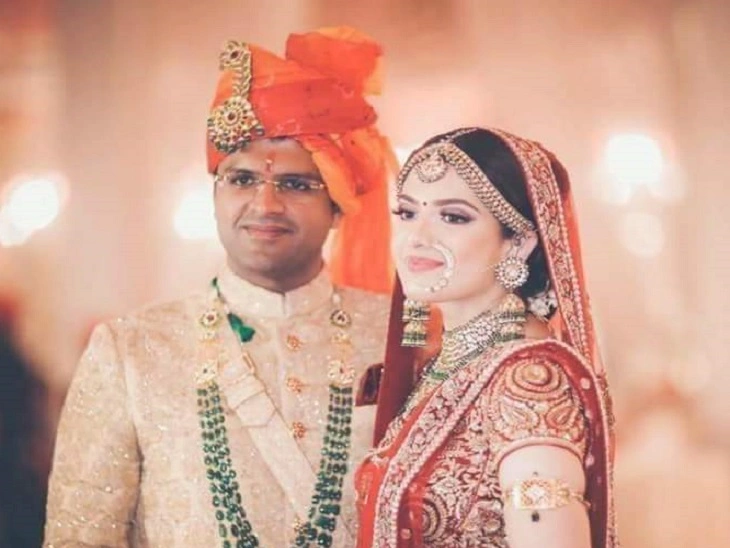 Dushyant Chautala with wife