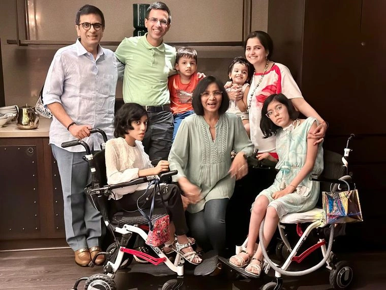 DY Chandrachud with wife and children