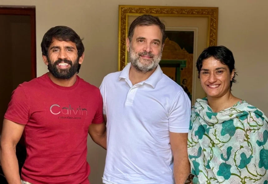 Vinesh Phogat met Rahul Gandhi along with Bajrang Punia