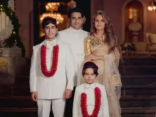 Adar Poonawalla with wife and kids