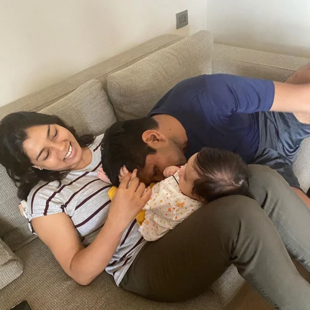 Peyush Bansal with wife and child