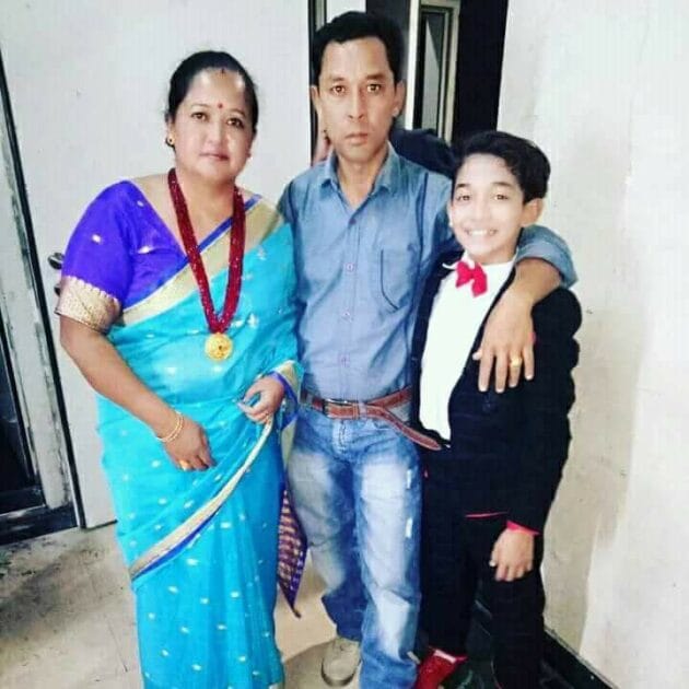 Akash Thapa with his parents