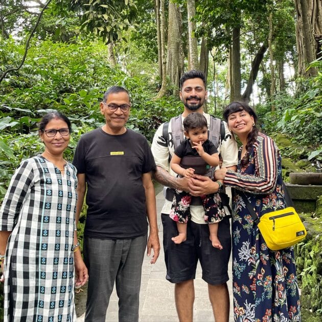 Anurag Panda with his parents and sister