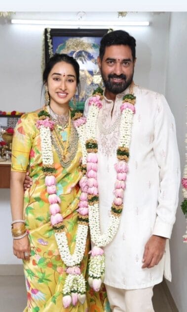 Priti Challa with her husband