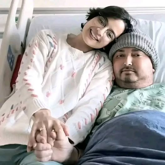 Srijata with her husband as he battled brain cancer