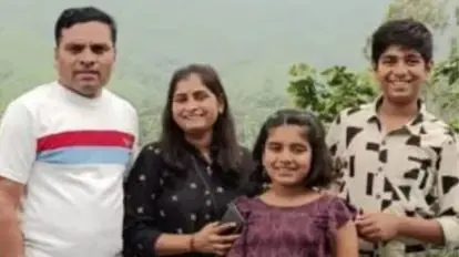 Chandram with his wife and children